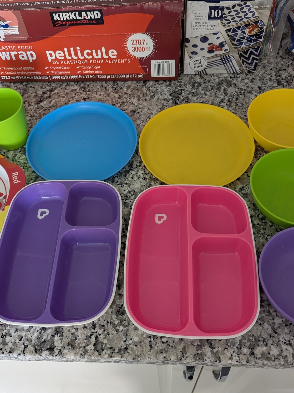 Munchkin Signature Colorful Divided Kids Plates & Bowls Set - Pink & Purple